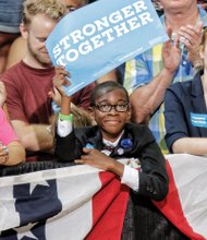 Young motivational speaker Elijah Coles Brown of Henrico County is among those cheering Sen. Kaine.  