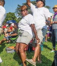 Bonnie and Dwayne Radden get up and dance during one of the acts.