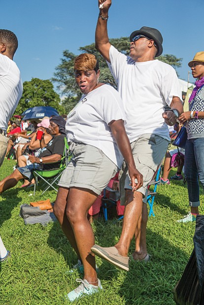 Bonnie and Dwayne Radden get up and dance during one of the acts.