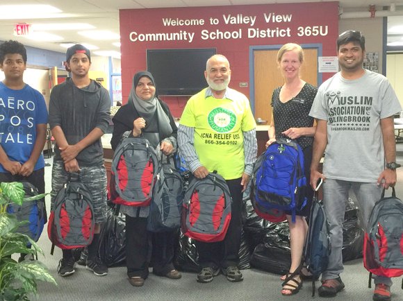 The association, based in Bolingbrook, donated 78 back backs filled with school supplies to District 365U. The association, based in Bolingbrook, donated 78 back backs filled with school supplies to District 365U.