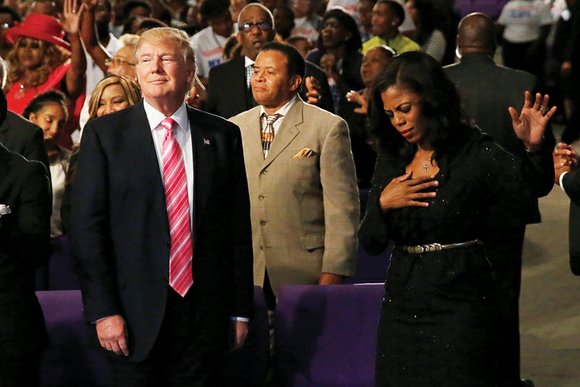 Republican presidential candidate Donald Trump stepped up his bid to win over minority voters by addressing a largely black church ...