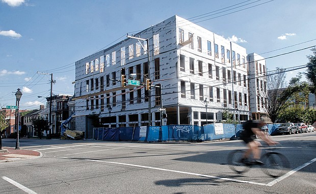 

Eggleston Plaza is taking shape at the corner of 2nd and Leigh streets in Jackson Ward. It’s the former site of the historic Eggleston Hotel, which was demolished in 2009. Eggleston Plaza, undertaken by developer Kelvin Hanson, is to include 31 apartments and space on the ground floor for a new edition of the popular Croaker’s Spot restaurant, whose initial Jackson Ward location closed in 2010. The $6.3 million development also includes 10 townhouse-style apartments that are being finished nearby at 1st and Jackson streets. The city’s Affordable Housing Trust Fund provided a $250,000 loan toward the development. 