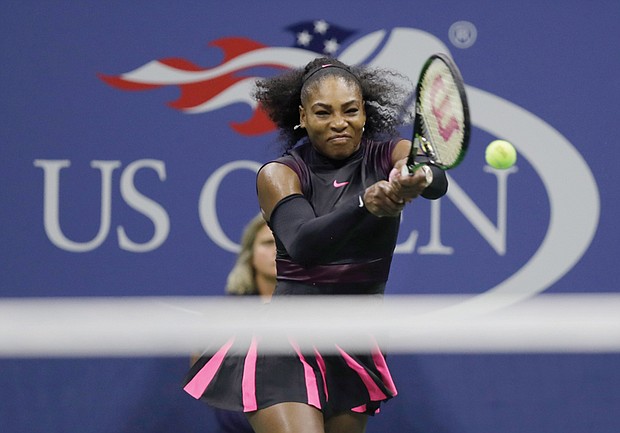 Serena Williams returns a shot to Karolina Pliskova of the Czech Republic during the semifinal match of the U.S. Open on Sept. 8. Williams’ loss to Pliskova ended her reign as the world’s top-ranked tennis player.