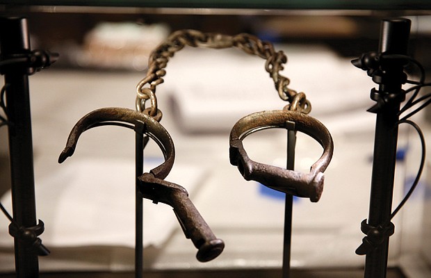 Slave shackles on display in the “Slavery and Freedom”
exhibition of the National Museum of African American
History and Culture.