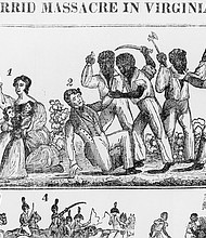 A wood engraving depicts the “Horrid Massacre in Virginia” during Nat Turner’s Rebellion, circa 1831. Image courtesy of Creative Commons.