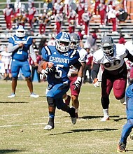 Chowan University tailback Tyree Lee proves nearly unstoppable for the Virginia Union University defense. The Panthers lost to Chowan last Saturday 54-21.