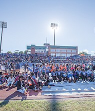 Virginia State homecoming slays off, on field //  Friends, classmates and families enjoyed a trove of activities last weekend at Virginia State University’s 2016 homecoming celebration.
From hip-hop and gospel concerts featuring Grammy Award winner Kirk Franklin, and Jazz on the Hill, to a parade through Downtown Petersburg, the Trojans showed their school spirit with the blue and orange at tailgates and at the football game at Rogers Stadium.
In a perfect sunny, fall day, the Trojans were victorious on the gridiron, beating the Lincoln University Lions 69-7 at the homecoming game on Saturday, Oct. 22. 
The Trojans also welcomed back Miss USA 2016 Deshauna Barber, a 2011 VSU alumna and lieutenant in the U.S. Army Reserve, and retired Gen. Dennis L. Via, a VSU alumnus and four-star general who retired Sept. 30 as commanding general of the U.S. Army Materiel Command headquartered in Alabama. 

Fans, students and alumni pack Rogers Stadium on campus in a display of school spirit and support for the Trojans football team.