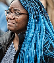 Virginia Commonwealth University student Brianna Scott weeps during the anti-Trump “RVA Grabs Back Rally” last weekend.