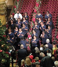 Jefferson starts joyous season // members of the Richmond Chapter of the Gospel Music Workshop of America perform during the free event. 