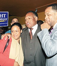 Then-Delegate Jones celebrates his election as mayor with his children, Nichole and Derik, in November 2008. 