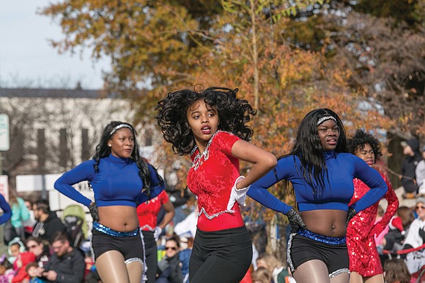 Majorettes with the Richmond Public Schools All-City Marching Band make their moves.
