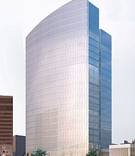 Rendering by Kendall/Heaton Associates 
Changing the skyline
Work began Monday on this 20-story, sail-shaped office tower that Dominion Resources is constructing in Downtown. The building, which is expected to have 1,000 employees and four floors of parking underground, is to open in 2019 in the block bounded by Cary, 6th, 7th and Canal streets. Dominion and the builders, Hourigan Construction Inc. of Richmond and Clayco Corp. of St. Louis, are promising that minority firms will play a significant role in the development. Dominion has hired Kenneth Johnson of the marketing and public relations firm Johnson Inc. as a diversity consultant. Dominion has yet to release the cost for the building, but it is projected to be around $100 million.