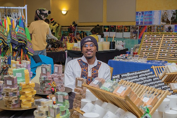 Travis Johnson above left, of Bahashem Products is among the vendors in the festival’s marketplace.  
