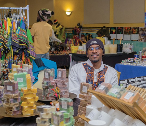 Travis Johnson above left, of Bahashem Products is among the vendors in the festival’s marketplace.  
