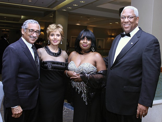 Photos by Rudolph Powell 
Elegance in Black and White //Among those enjoying the 2016 gala are, from left, Congressman Robert C. Scott, the Richmond chapter’s 2nd Vice President Beverly B. Davis, and chapter President Nkechi George-Winkler. The service organization, founded nationally in 1956, was begun in Richmond in 1976 with a mission of aiding the socioeconomic and cultural welfare of children and youths.