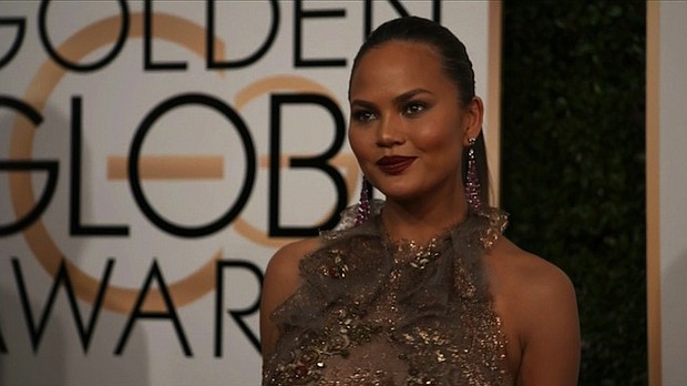 	Chrissy Teigen at the 74th annual Golden Globe Awards