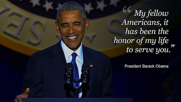 President Obama makes his final presidential speech to the nation on January 10, 2017 in Chicago, Illinois.