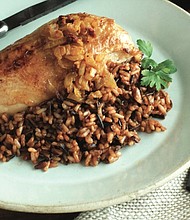 Roasted Sonoma Chicken with Wild Rice and Carrot Butter