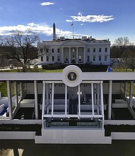 	Stage is being prepared for Donald Trump's inauguration.