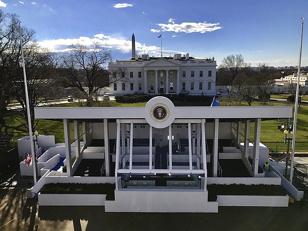 	Stage is being prepared for Donald Trump's inauguration.
