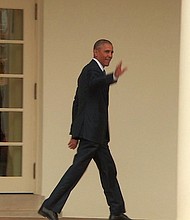 	President Obama leaving white house for the last time