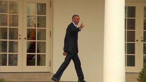 	President Obama leaving white house for the last time