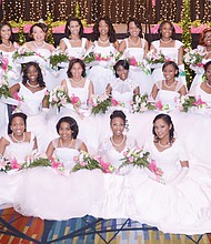 
The Upsilon Omega Chapter of Alpha Kappa Alpha Sorority 2016 Debutantes: Front row from left, Donae Jyleah Jones, Erin Crawford Beale, Illiana Nicole Harris and Sydni Nicole Friend. Middle row, from left, Elle Marsha Anderson, Jaiden Amari Hobbs, Jessica Alise Martin, LinNeasha Shadavea Henderson and Nadia Marlei Greene. Back row, from left, Lauren Taylor Parker, Sydney Alexandra McCain, Camryn Christina Green, Kree Alanis Small, Kyra Janae Walden, Kailyn Elise Small, Maylahn Sione Parsons, Tayler Alexis DeDeaux, Shanna Christina Adkins, Tocaia Karel Scott and Nia Chardae Easter.