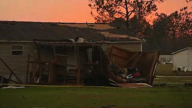 Across the South, communities are set to begin picking up the pieces as rough weather gives way to partly cloudy skies and moderate wind. One of the most chaotic scenes unfolded Sunday at the Sunshine Acres mobile home park near Adel in Cook County, Georgia.