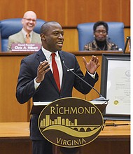 
During his inaugural address at City Hall last Saturday, Mayor Levar M. Stoney calls for a renewed commitment to the city’s public schoolchildren, saying education is “the only lifeline” for many youngsters.