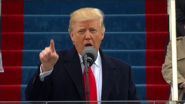	Donald Trump gives inaugural address.