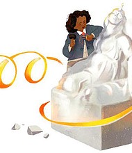Google Doodle of sculptor Edmonia Lewis (image via Google)