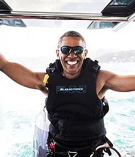 	Before returning to Washington, the former president Barack Obama dove into an aquatic and athletic challenge with his friend, Virgin Group founder and billionaire Richard Branson, while vacationing on the British Virgin Islands with former first lady Michelle Obama.