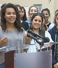 Ally Bellini, a sophomore at Dobie High School, was hugged by Lady Gaga during her halftime performance at Super Bowl LI. 