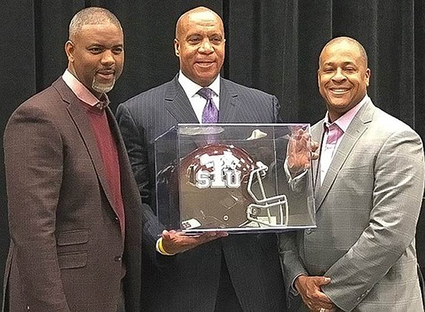 Shown are Texas Southern University President Austin Lane, Minnesota Vikings COO Kevin Warren and Washington Redskins Sr. VP of Communications Tony Wyllie