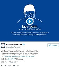 Ghost," "side-eye" and "facepalm" are now included in the official Merriam-Webster's dictionary.