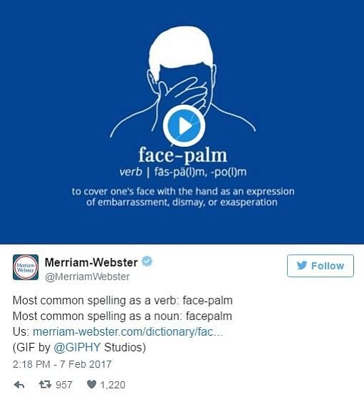 "Ghost," "side-eye" and "facepalm" are now included in the official Merriam-Webster's dictionary.