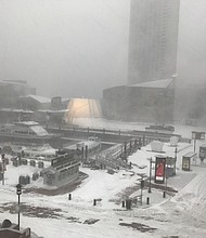 The Northeast hunkered down Thursday for what looks to be the most significant storm of the season, with as much as a foot of snow of expected in some places as well as blizzard conditions. The city of Boston is pictured here covered in snow.