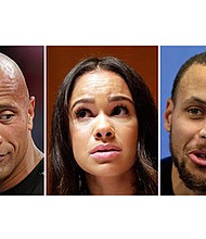 Actor Dwayne “The Rock” Johnson, professional ballerina Misty Copeland and basketball star Stephen Curry 