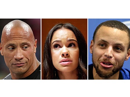 Actor Dwayne “The Rock” Johnson, professional ballerina Misty Copeland and basketball star Stephen Curry 