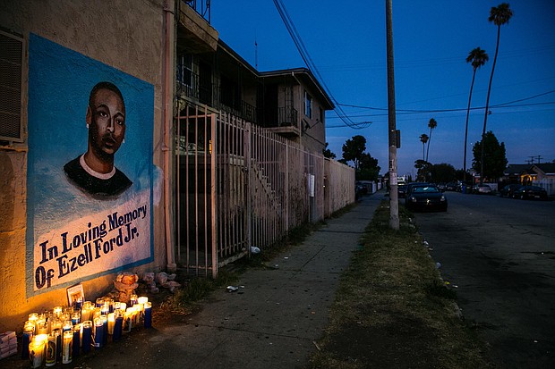 Ezell Ford street memorial (photo via latimes.com)