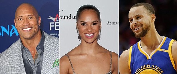 Under Armour star endorsers Dwayne Johnson, Misty Copeland and Stephen Curry (photo via abcnews.com)
