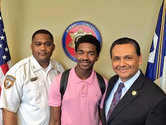 A brave teenager got a big honor Monday from none other than the brave men and women in blue.