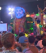 A Mardi Gras float passes by crowds in Galveston.
(Photo: KHOU 11 News)