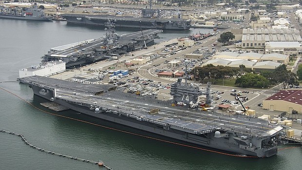 The United States deployed the aircraft carrier USS Carl Vinson to the disputed waters of the South China Sea on Saturday as part of maritime "routine operations." CREDIT: Spec. 2nd Class Daniel M. Young/U.S. Navy