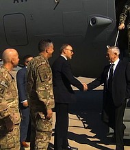 US Defense Secretary, James Mattis, arrives in Baghdad, Iraq.