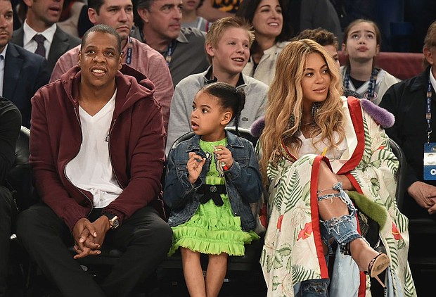 Jay-Z, Blue Ivy, and Beyonce 