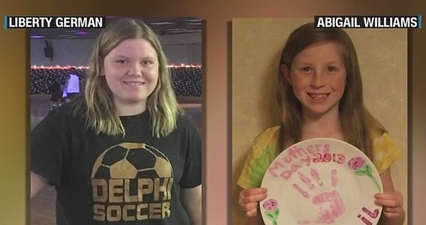 Indainapolis, IN* The bodies of two missing Indiana girls found in the woods near a creek have been identified, and their deaths are being investigated as a double homicide, authorities said Wednesday, Feb. 15, 2017. Autopsy results released Wednesday confirmed the identities of the teens as Liberty "Libby" German, 14, and Abigail "Abby" Williams, 13.