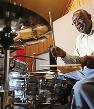 
Legendary drummer Clyde Stubblefield plays a set at Sosonic studio on Sept. 4, 2015, before a benefit performance to raise money for a scholarship established in his honor in Madison, Wis.