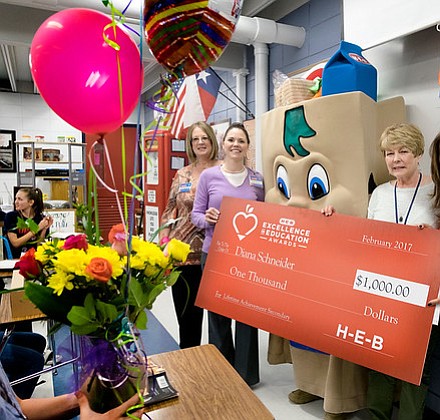 Diana Schneider from Henderson Middle School in Hardin-Jefferson ISD is a finalist for the 2017 H-E-B Excellence in Education Awards. (Photo by Laura Skelding)