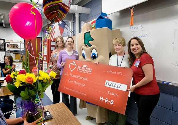 Diana Schneider from Henderson Middle School in Hardin-Jefferson ISD is a finalist for the 2017 H-E-B Excellence in Education Awards. (Photo by Laura Skelding)